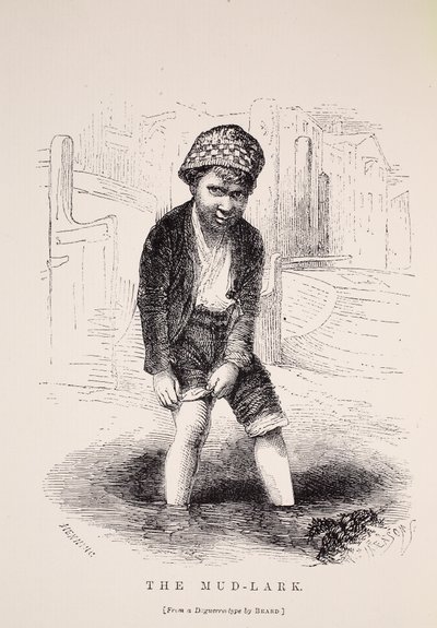 Mud-Lark, Richard Beardin dagerrotypian mukaan, kuvitus London Laborista ja London Poor, Henry Mayhew, pubi. 1862 tekijältä English School