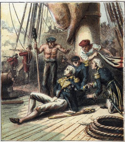 Napoleonin sota: Trafalgarin taistelu, 21.10.1805 se vastusti amiraali Villeneuven johtamaa ranskalais-espanjalaista laivastoa vara-amiraali Nelsonin komentamaa brittiläistä laivastoa vastaan. Hän kuoli siellä. 