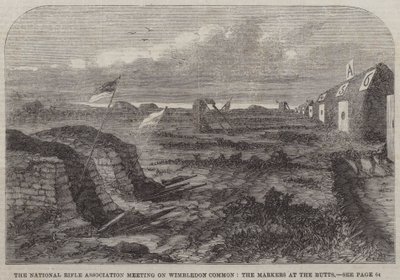 National Rifle Associationin kokous Wimbledon Commonissa, Markers at the Butts (kaiverrus) tekijältä English School