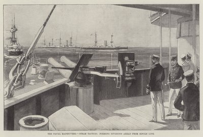 Naval Maneuvres, Steam Tactics, divisioonoiden muodostaminen Single Line -linjasta eteenpäin (kaiverrus) tekijältä English School