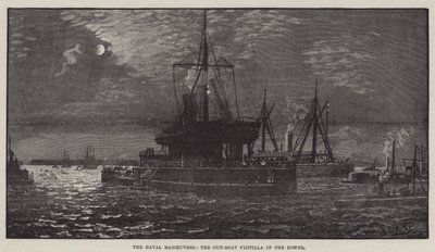 Naval Maneuvres, tykkivenelaivue Downsissa (kaiverrus) tekijältä English School