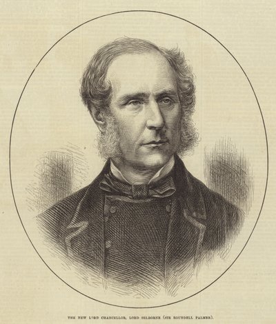 Uusi lordikansleri, lordi Selborne (Sir Roundell Palmer) (kaiverrus) tekijältä English School