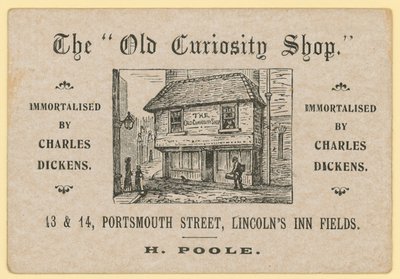 Old Curiosity Shop, Portsmouth Street, Lincolns Inn Fields, Lontoo; Poolen jätepaperin jälleenmyyjä tekijältä English School