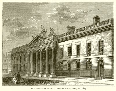 Vanhan Intian toimisto, Leadenhall Street, vuonna 1803 tekijältä English School