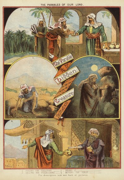 Vertaukset Kristuksesta: Vertaus kätketystä aarreesta (chromolitho) tekijältä English School