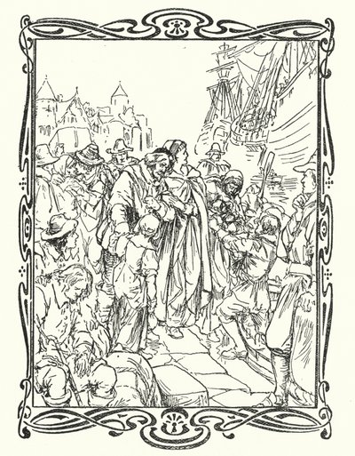Pilgrim Fathers (väri litho) tekijältä English School
