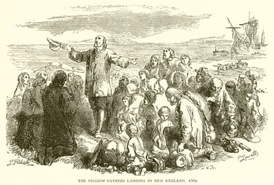 Pilgrim Fathers laskeutuu Uuteen Englantiin, 1660 tekijältä English School