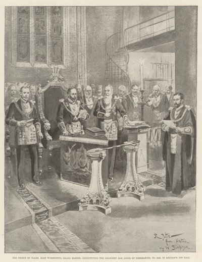 Walesin prinssi, palvovin suurmestari, joka muodostaa vapaamuurarien Chancery Bar Lodgen, nro 2456, Lincoln
