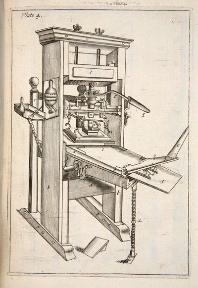 Kirjapaino, pub. 1683 kaiverrus. tekijältä English School