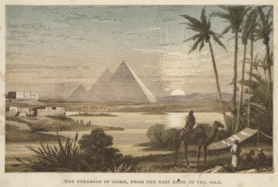 Gizehin pyramidit Niilin itärannalta (värillinen kaiverrus) tekijältä English School