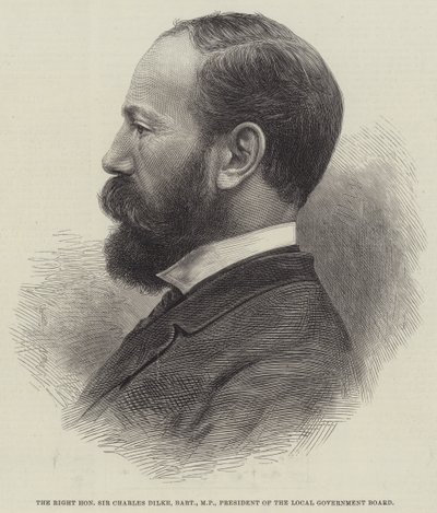 Oikea herra Sir Charles Dilke, Baronet, kansanedustaja, paikallishallinnon puheenjohtaja (kaiverrus) tekijältä English School