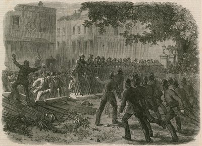 The Riot in Hyde Park: Väkijoukko kaatamassa kaiteita Park Lanessa tekijältä English School