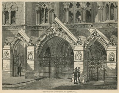 Royal Courts of Justice: Strand etusäänkäynnit nelikulmion tekijältä English School