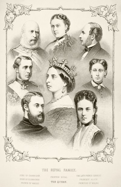 Kuningatar Victorian kuninkaallinen perhe, William Hickman Smith Aubreyn (1858-1916) julkaisusta Englannin kansallinen ja kotimainen historia, julkaistu Lontoossa, noin 1890 tekijältä English School