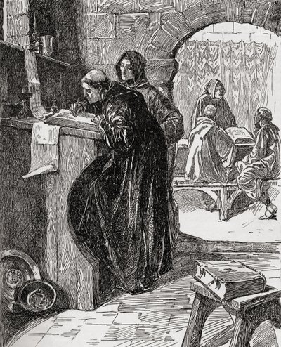 The Scriptorium of a Monastery, kirjasta The Church of England: A History for the People, julkaistu noin 1910 tekijältä English School