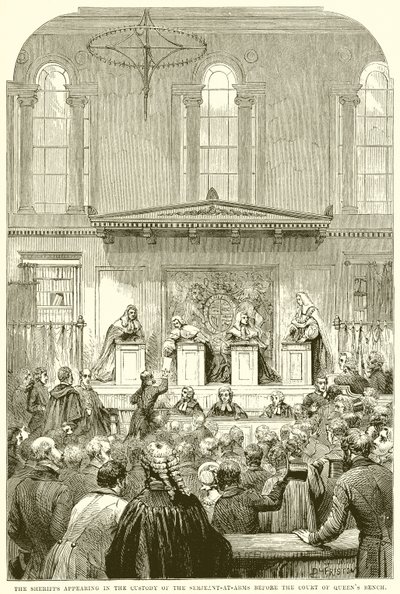 Serjeant-at-arms:n huostassa olevat sheriffit Court of Queens Benchissä tekijältä English School