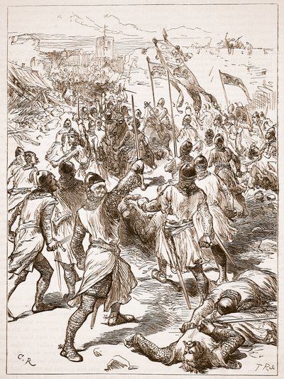 Waterfordin piiritys, kuvitus Cassells Illustrated History of Englandista (seepiakuva) tekijältä English School