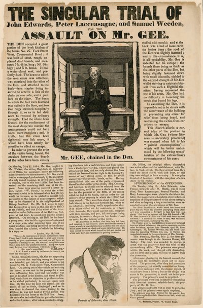 Yksittäinen oikeudenkäynti herra Geen hyökkäyksestä, 1834 tekijältä English School