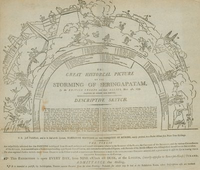 Seringapatamin myrsky, Robert Ker Porterin maalaama panoraama Lyceumissa, Strandissa, Lontoossa tekijältä English School