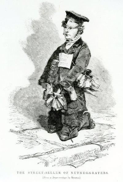 Muskottipähkinäraastimen katumyyjä, n. 1840 tekijältä English School