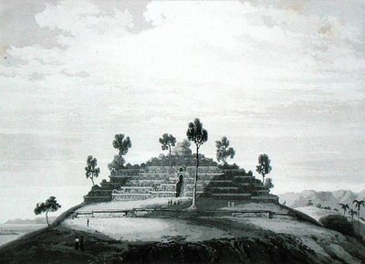 Boro Bodon temppeli Boron alueella Kedussa, Thomas Stamford Rafflesin (1781-1826) "Jaavan historiasta", julkaistu 1830 (toinen painos) (litho) tekijältä English School
