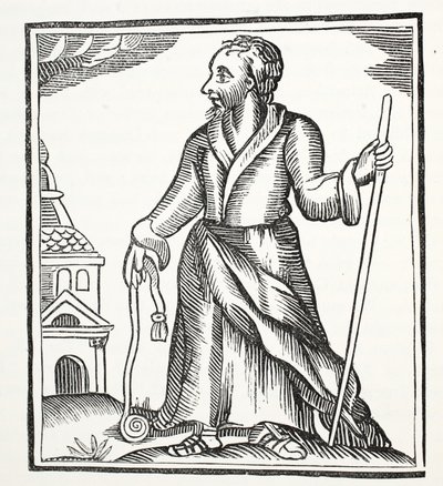 Vaeltava juutalainen, kuvitus John Ashtonin kirjasta Chap-books of the Eightenth Century, pubi. 1882 tekijältä English School