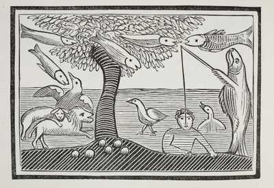 The Water Wonder tai Fishes Lords of the Creation, kuvitus John Ashtonin pubista Chap-books of the Eightenth Century. 1882 tekijältä English School