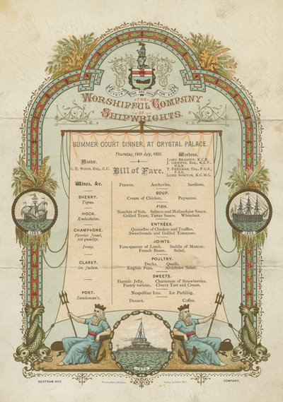 The Worshipful Company of Shipwrights Summer Court Dinner (chromolitho) tekijältä English School