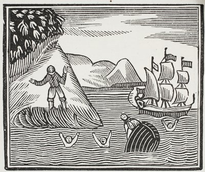 The Wreck, kuvitus John Ashtonin kirjasta Chap-books of the Eightenth Century, pubi. 1882 tekijältä English School