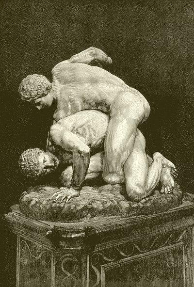 Painijat. Marmoriryhmä Uffizin galleriassa Firenzessä (kaiverrus). tekijältä English School
