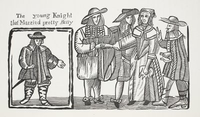 Nuori ritari, joka meni naimisiin kauniin Bettyn kanssa, kuvitus John Ashtonin kirjasta Chap-books of the Eighteenth Century, pubi. 1882 tekijältä English School