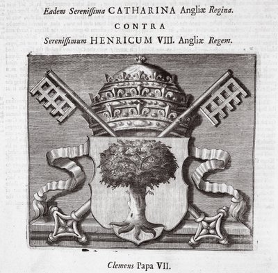 Paavi Klemens VII:n käsivarret, kuvitus John Foxen teoksista ja monumenteista, yhdeksäs painos, pub. 1684 tekijältä English School