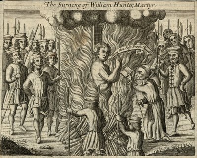 William Hunterin, marttyyrin, polttaminen (kaiverrus) tekijältä English School