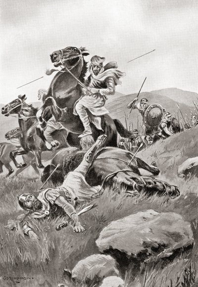 Masistiuksen kuolema, kun hän johti ratsuväen hyökkäystä kreikkalaisia joukkoja vastaan, Hutchinsonin kansojen historiasta, pub.1915 tekijältä English School