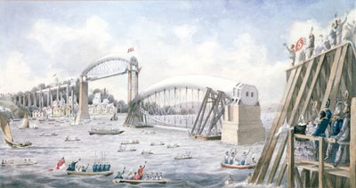 Royal Albert Bridgen viimeisen jännevälin kelluminen, Saltash (wc paperilla) tekijältä English School