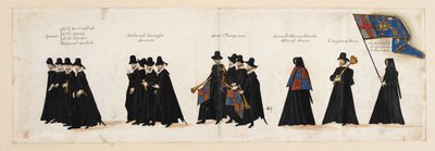 Kuningatar Elisabet I:n hautajaiskulkue Westminster Abbeyyn 28. huhtikuuta 1603 tekijältä English School