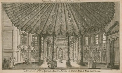 Elegantin musiikkihuoneen (Rotunda) sisäpuoli Vauxhall Gardensissa Lontoossa tekijältä English School