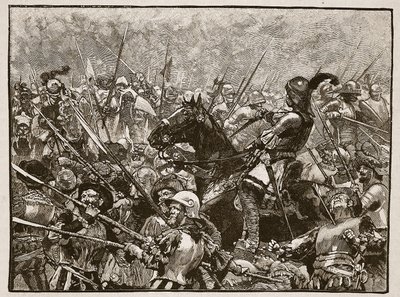 Schwarzin ja hänen saksalaistensa viimeinen osasto, kuvitus Cassells Illustrated History of Englandista (seepiakuva) tekijältä English School