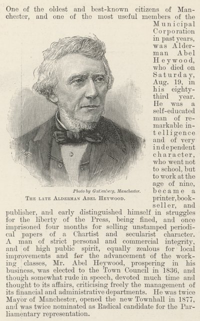 Edesmennyt alderman Abel Heywood (kaiverrus) tekijältä English School