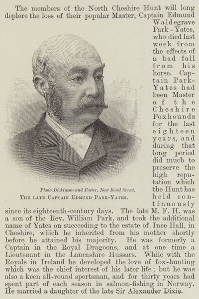 Edesmennyt kapteeni Edmund Park-Yates (kaiverrus) tekijältä English School