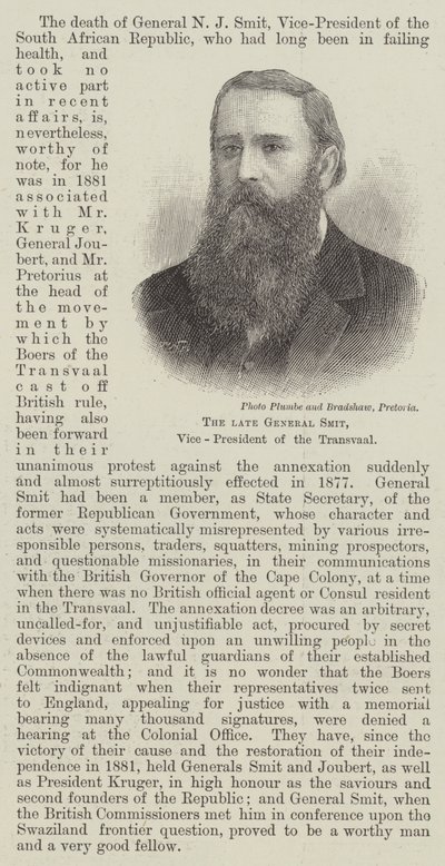 Edesmennyt General Smit, Transvaalin varapresidentti (kaiverrus) tekijältä English School