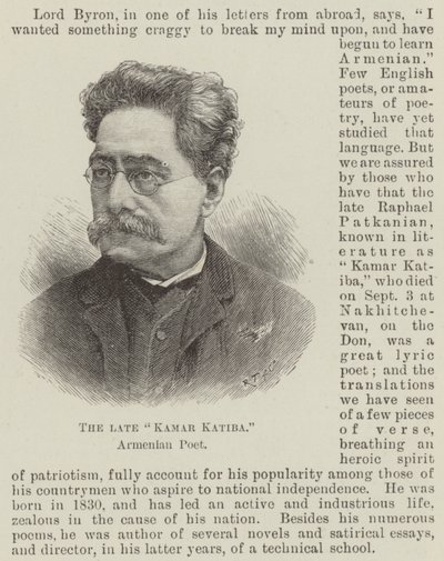 Edesmennyt "Kamar Katiba", armenialainen runoilija (kaiverrus) tekijältä English School