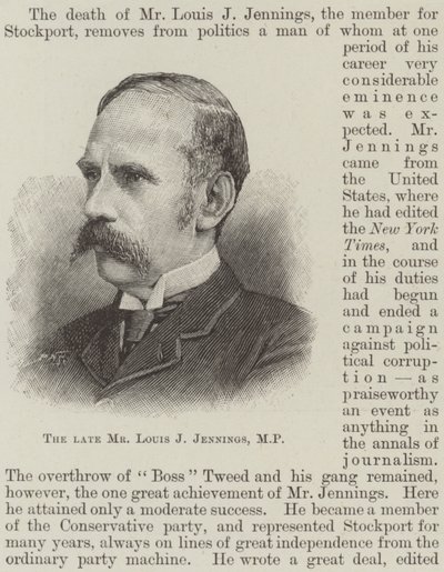 Edesmennyt herra Louis J Jennings, kansanedustaja (kaiverrus) tekijältä English School