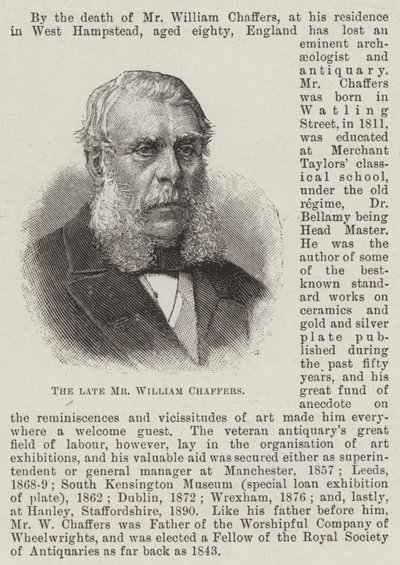 Edesmennyt herra William Chaffers (kaiverrus) tekijältä English School