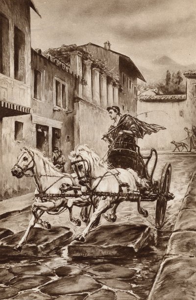 Kadun elämää Pompejissa suurina päivinä ennen kaupungin katoamista (väri litho) tekijältä English School