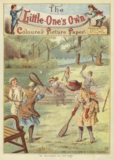 Pienten nurmikkotennis (chromolitho) tekijältä English School