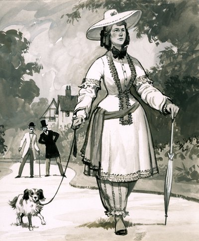 Rouva Bloomer keksi Victorian puolivälin muodin bloomereja käyttäville naisille tekijältä English School