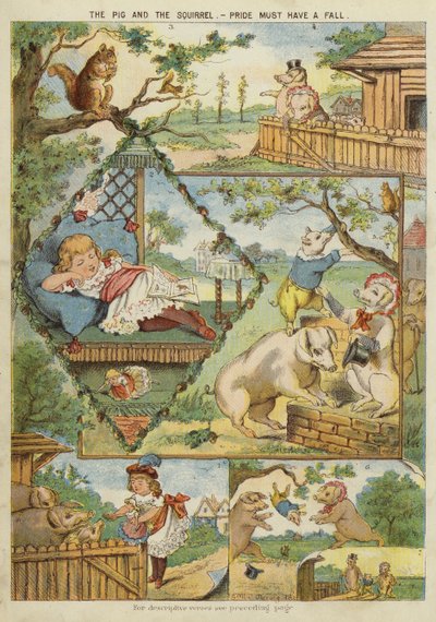 Possu ja orava - ylpeydellä täytyy olla putoaminen (chromolitho) tekijältä English School