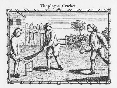 Näytelmä Cricketissä (kaiverrus) tekijältä English School