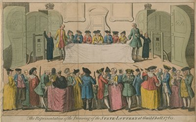 Esitys osavaltion arpajaisista Guildhallissa, 1763 tekijältä English School